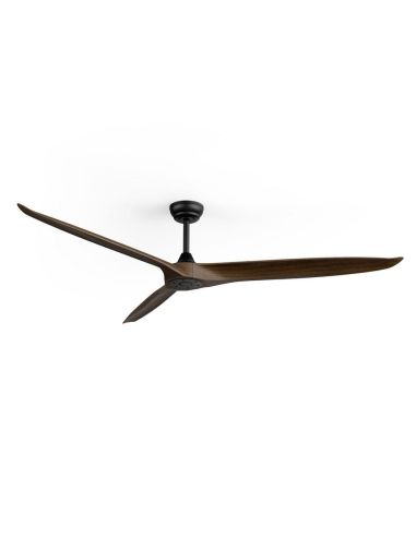 Ventoinha de teto NOVA XL para ambientes internos e externos, Ø185cm, madeira escura preta, para grandes espaços, 46W DC, IP44