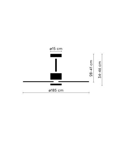 Ventilador de techo interior/exterior NOVA XL Ø185cm negro madera oscura, para espacios amplios DC 46W IP44