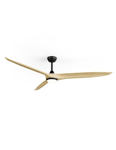 Ventilador de techo LED interior/exterior NOVA XL Ø185cm negro madera clara DC 46W luz 18W CCT DIM IP44