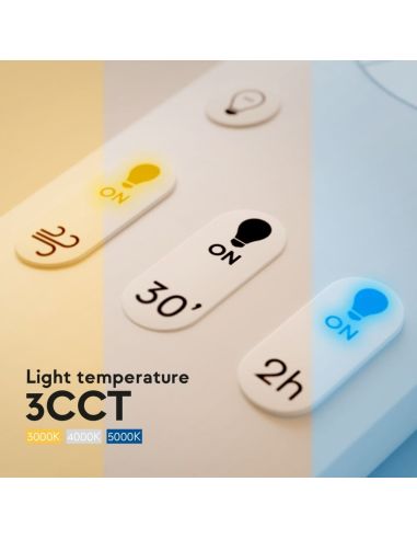 Ventilador de techo LED interior/exterior NOVA XL Ø185cm negro madera clara DC 46W luz 18W CCT DIM IP44