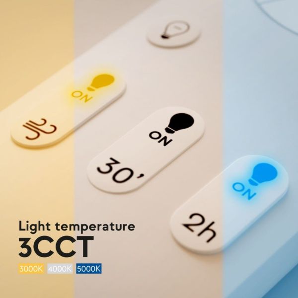 Ventilador de techo LED interior/exterior NOVA XL Ø185cm negro madera clara DC 46W luz 18W CCT DIM IP44
