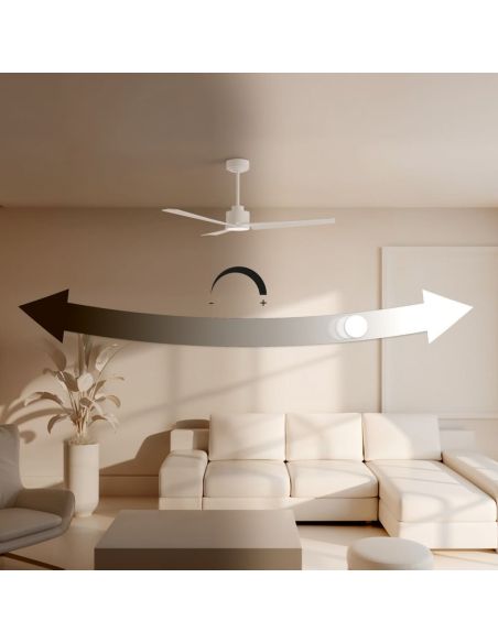 Ventilador de techo LED interior/exterior NOVA XL Ø185cm negro madera clara DC 46W luz 18W CCT DIM IP44