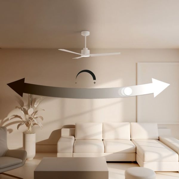 Ventilador de techo LED interior/exterior NOVA XL Ø185cm negro madera clara DC 46W luz 18W CCT DIM IP44