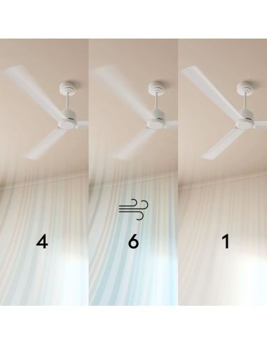 Ventilador de techo LED interior/exterior NOVA XL Ø185cm negro madera clara DC 46W luz 18W CCT DIM IP44