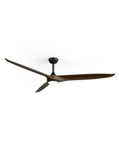 Ventilador de techo LED interior/exterior NOVA XL Ø185cm negro madera oscura DC 46W luz 18W CCT DIM IP44