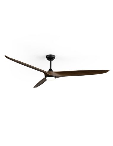 Ventilador de techo LED interior/exterior NOVA XL Ø185cm negro madera oscura DC 46W luz 18W CCT DIM IP44