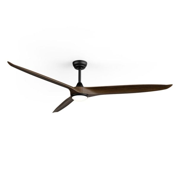 Ventilador de techo LED interior/exterior NOVA XL Ø185cm negro madera oscura DC 46W luz 18W CCT DIM IP44