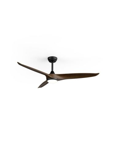 Ventilador de techo LED interior/exterior NOVA Ø152cm negro madera oscura, 36W luz 18W CCT DIM DC, IP44