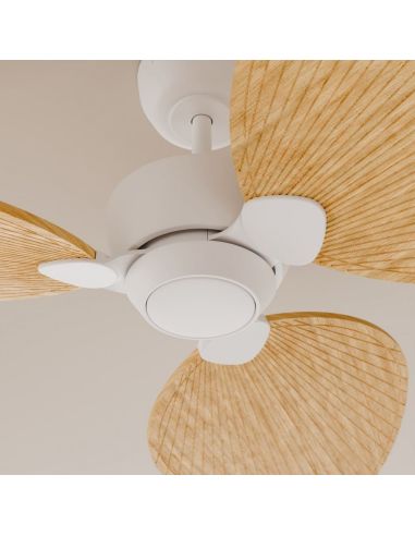 Ventilador de techo sin luz ALMA S Ø100cm 3 palas blanco madera clara, DC 26W IP44