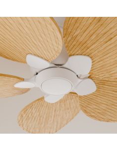 Ventilador de techo sin luz ALMA S Ø100cm 5 palas blanco madera clara, DC 26W IP44 2