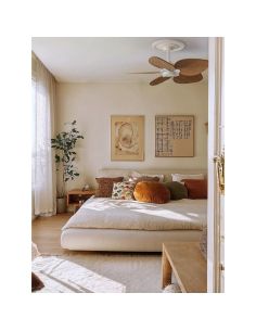 Ventilador de techo sin luz ALMA S Ø100cm 5 palas blanco madera media, DC 26W IP44 2