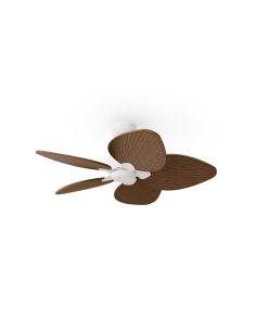 Ventilateur de plafond ALMA S sans éclairage, Ø100cm, 5 pales, blanc et bois foncé, 26W CC, IP44