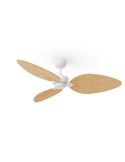 Ventilador sin luz interior/exterior ALMA L Ø132cm blanco madera clara 3 palas, DC 40W IP44