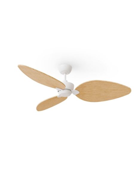 Ventilador sin luz interior/exterior ALMA L Ø132cm blanco madera clara 3 palas, DC 40W IP44
