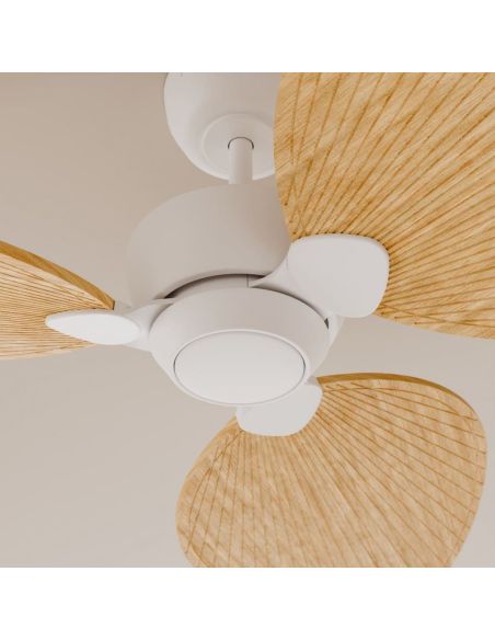 Ventilador sin luz interior/exterior ALMA L Ø132cm blanco madera clara 3 palas, DC 40W IP44