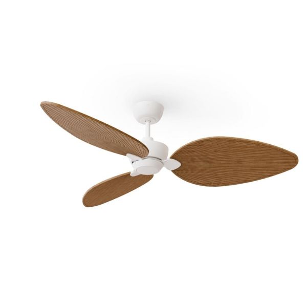 Ventilador sin luz interior/exterior ALMA L Ø132cm blanco madera media 3 palas, DC 40W IP44