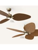 Ventilador sin luz interior/exterior ALMA L Ø132cm blanco madera oscura 3 palas, DC 40W IP44