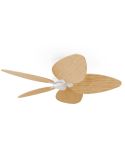 Ventilador de techo interior/exterior sin luz ALMA L Ø132cm 5 palas blanco madera clara, DC 40W IP44