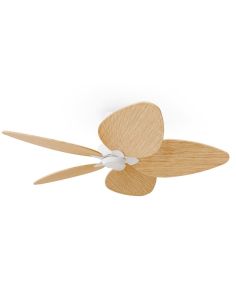 Ventilador de techo interior/exterior sin luz ALMA L Ø132cm 5 palas blanco madera clara, DC 40W IP44