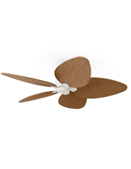 Ventilador de techo interior/exterior sin luz ALMA L Ø132cm 5 palas blanco madera media, DC 40W IP44