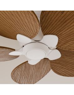 Ventilador de techo interior/exterior sin luz ALMA L Ø132cm 5 palas blanco madera media, DC 40W IP44 2