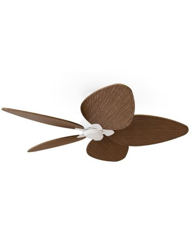 Ventilador de techo interior/exterior sin luz ALMA L Ø132cm 5 palas blanco madera oscura, DC 40W IP44