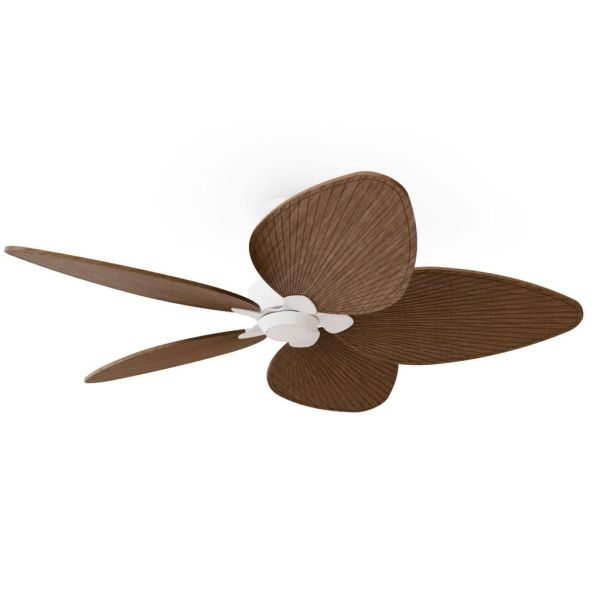 Ventilador de techo interior/exterior sin luz ALMA L Ø132cm 5 palas blanco madera oscura, DC 40W IP44