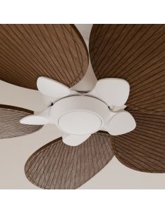 Ventilador de techo interior/exterior sin luz ALMA L Ø132cm 5 palas blanco madera oscura, DC 40W IP44 2