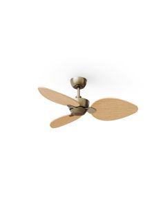 Ventilador sin luz ALMA S Ø100cm latón madera clara 3 palas interior/exterior DC 26W IP44