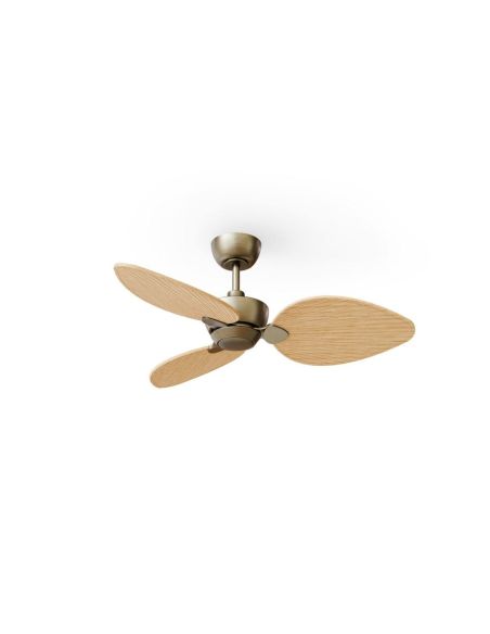 Ventilateur ALMA S sans éclairage, Ø100 cm, laiton, bois clair, 3 pales, intérieur/extérieur, 26 W CC, IP44