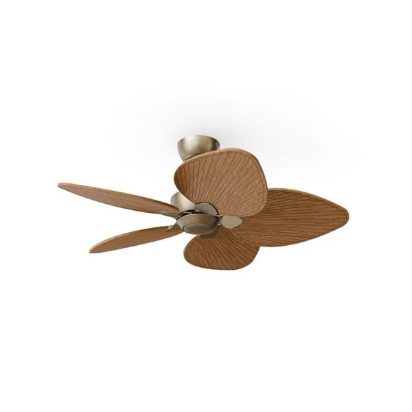Ventilador sin luz de techo ALMA S Ø100cm latón madera media 5 palas, DC 26W IP44 interior/exterior