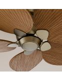 Ventilateur de plafond ALMA S sans éclairage, Ø100cm, laiton, bois moyen, 5 pales, 26W CC, IP44, intérieur/extérieur