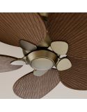 Ventilador sin luz de techo ALMA S Ø100cm latón madera oscura 5 palas, DC 26W IP44 interior/exterior