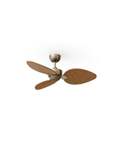 Ventilador sin luz ALMA S Ø100cm latón madera media 3 palas interior/exterior DC 26W IP44