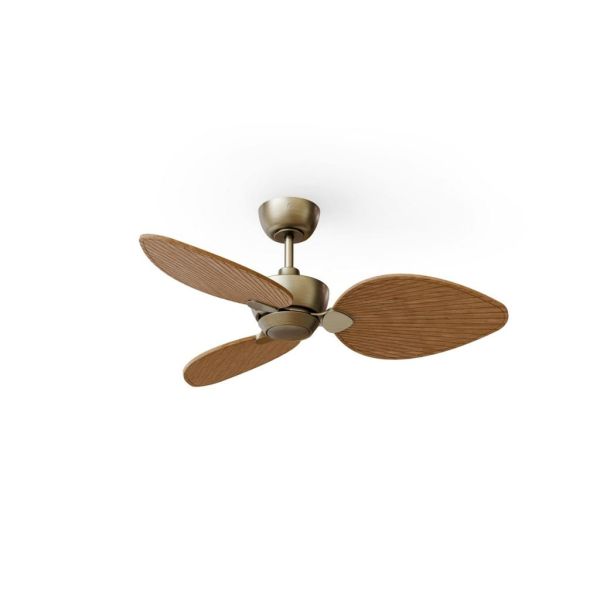 Ventilador sin luz ALMA S Ø100cm latón madera media 3 palas interior/exterior DC 26W IP44