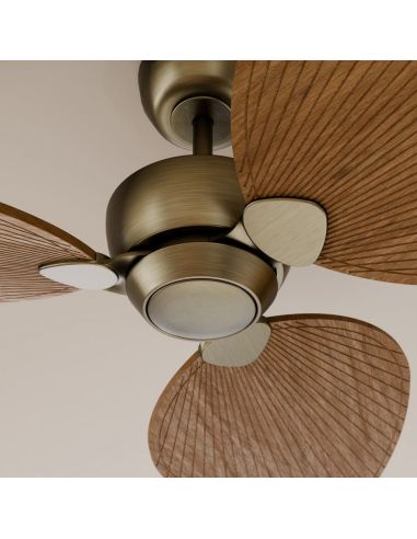Ventilador sin luz ALMA S Ø100cm latón madera media 3 palas interior/exterior DC 26W IP44