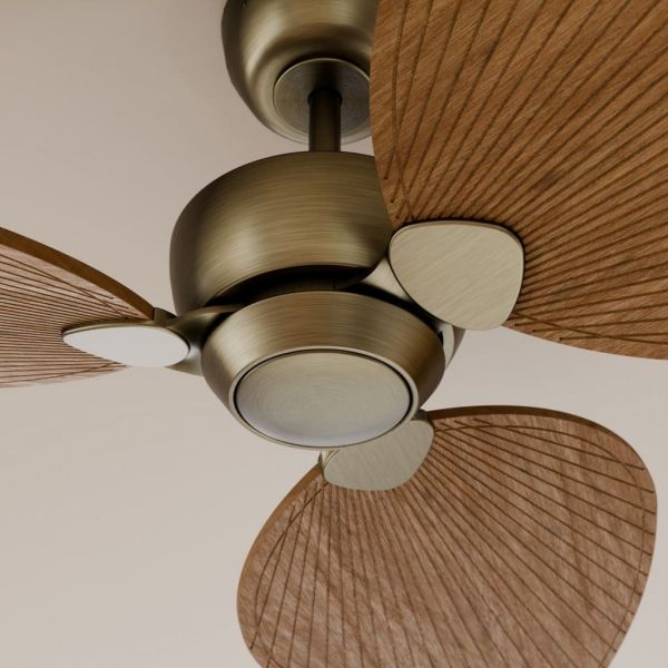 Ventilador sin luz ALMA S Ø100cm latón madera media 3 palas interior/exterior DC 26W IP44