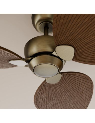 Ventilador sin luz ALMA S Ø100cm latón madera oscura 3 palas interior/exterior DC 26W IP44