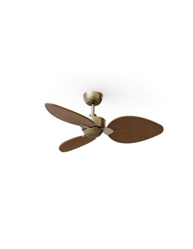 Ventilador sin luz ALMA S Ø100cm latón madera oscura 3 palas interior/exterior DC 26W IP44