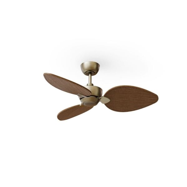 Ventilador sin luz ALMA S Ø100cm latón madera oscura 3 palas interior/exterior DC 26W IP44