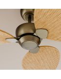 Ventilador de techo sin luz ALMA L Ø132cm latón madera clara 3 palas, interior exterior DC 40W IP44