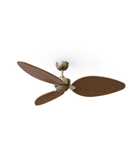 Ventilateur de plafond ALMA L sans éclairage, Ø 132 cm, laiton, bois foncé, 3 pales, intérieur/extérieur, 40 W CC, IP44