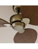 Ventilador de techo sin luz ALMA L Ø132cm latón madera oscura 3 palas, interior exterior DC 40W IP44