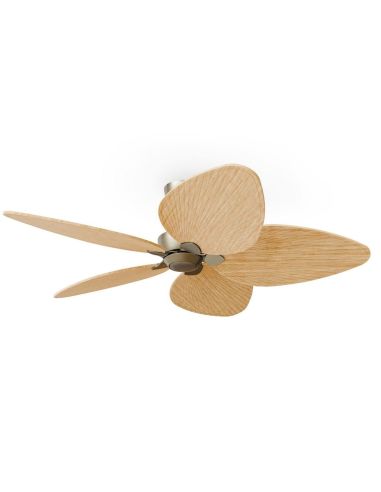 Ventilador de techo ALMA L Ø132cm 5 palas sin luz latón madera clara, DC 40W IP44 interior exterior