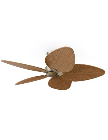 Ventilador de techo ALMA L Ø132cm 5 palas sin luz latón madera media, DC 40W IP44 interior exterior