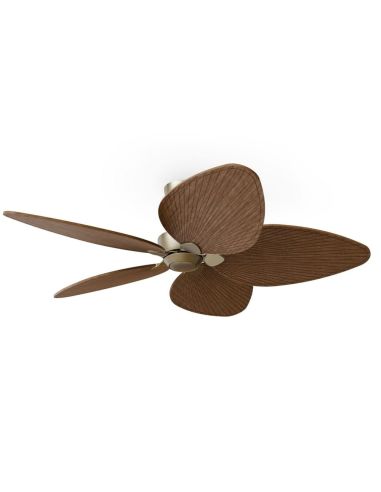 Ventilador de techo ALMA L Ø132cm 5 palas sin luz latón madera oscura, DC 40W IP44 interior exterior