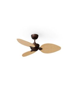 Ventilador de techo sin luz ALMA S Ø100cm 3 palas marrón oxidado madera clara interior/exterior, DC 26W IP44