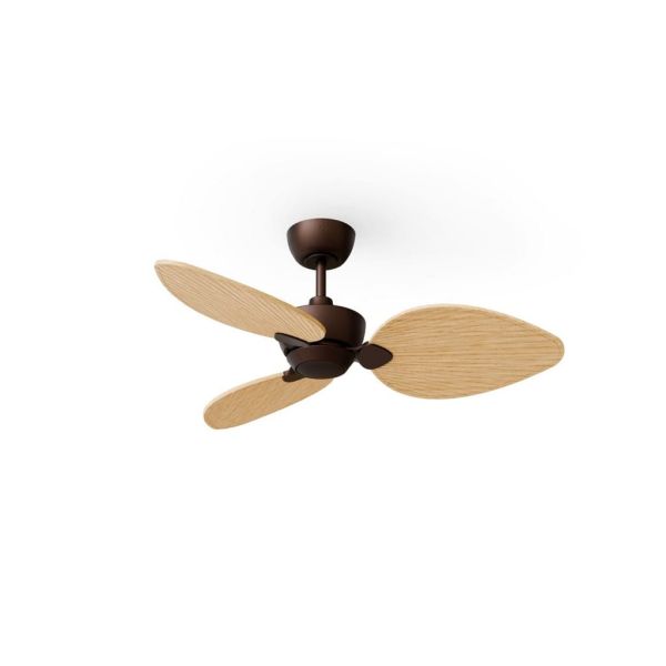 Ventilador de techo sin luz ALMA S Ø100cm 3 palas marrón oxidado madera clara interior/exterior, DC 26W IP44