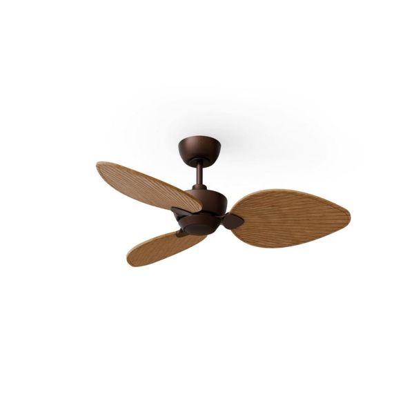 Ventilador de techo sin luz ALMA S Ø100cm 3 palas marrón oxidado madera media interior/exterior, DC 26W IP44