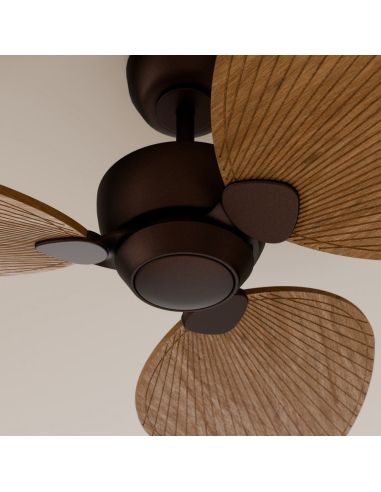 Ventilador de techo sin luz ALMA S Ø100cm 3 palas marrón oxidado madera media interior/exterior, DC 26W IP44